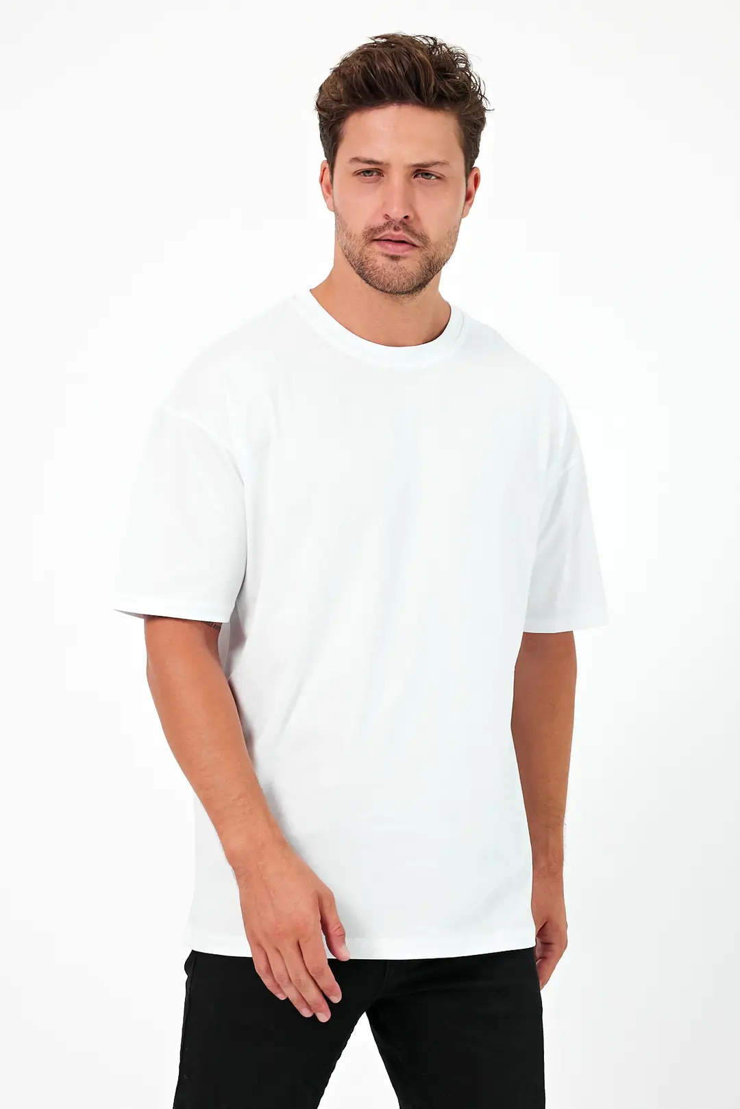 Unisex OVERSIZE Basic Rahat Kalıp Beyaz Tişört